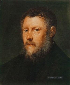 Tintoretto Painting - Retrato de un hombre fragmento del Renacimiento italiano Tintoretto